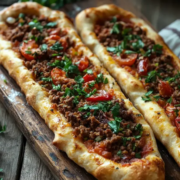 Türkische Pide mit Hackfleisch
