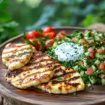 W&uuml;rziger Halloumi mit Tabbouleh und Minzjoghurt