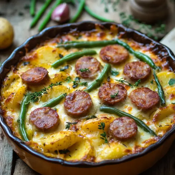 Wurst Bohne Kartoffel Auflauf