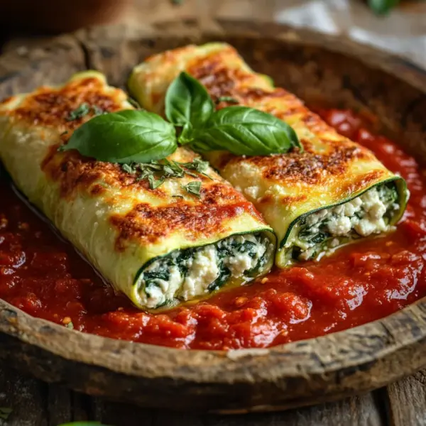 Zucchini-Cannelloni mit Ricotta-Spinat-Füllung