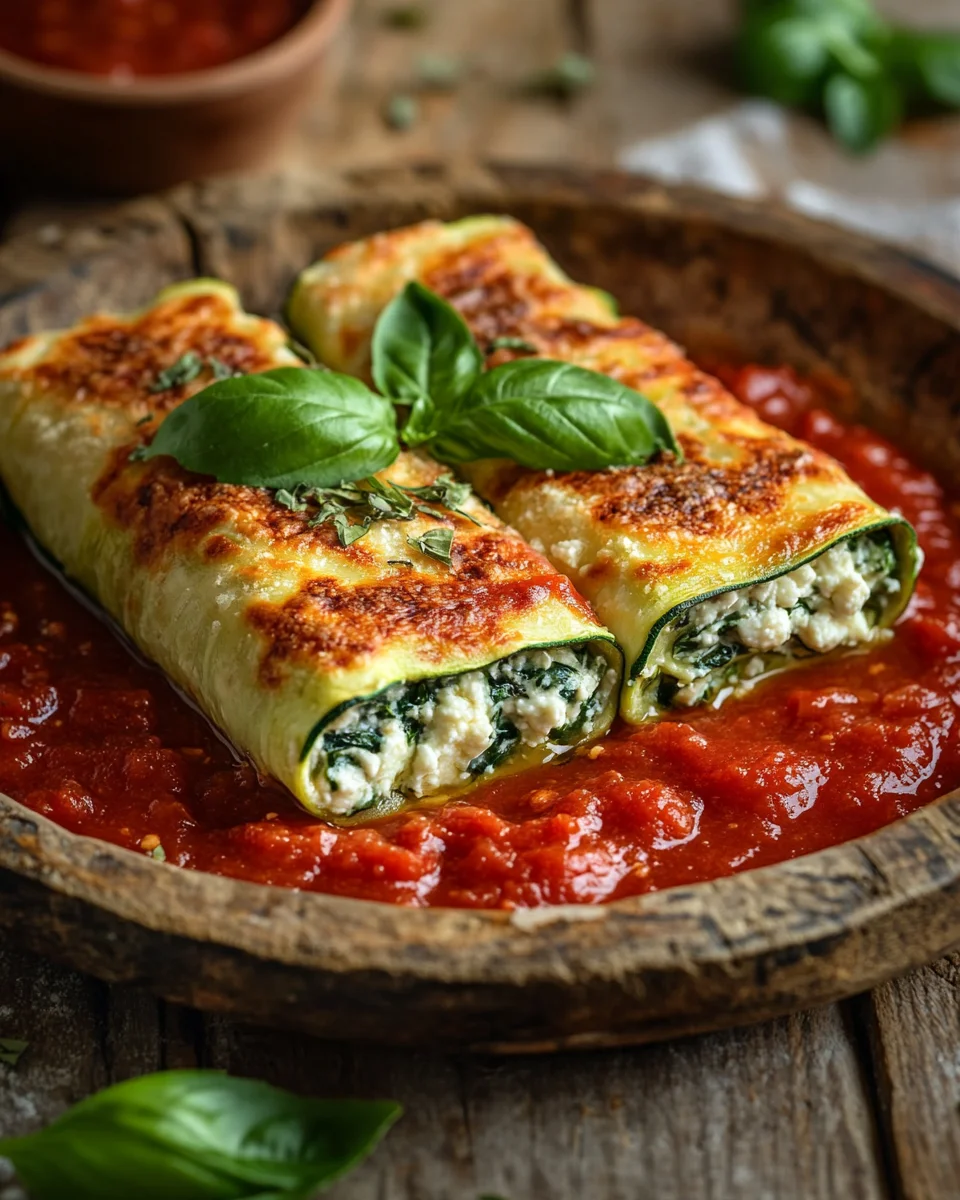 Zucchini-Cannelloni mit Ricotta-Spinat-Füllung
